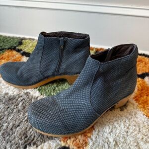 Dansko Navy Textured Ankle Booties with Side Zip
